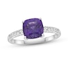 Thumbnail Image 0 of Luminous Cut Amethyst & White Topaz Solitaire Ring Sterling Silver