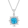 Thumbnail Image 0 of Luminous Cut Swiss Blue Topaz & White Topaz Starburst Necklace Sterling Silver 18"