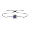Luminous Cut Amethyst & White Topaz Bolo Bracelet Sterling Silver 9.5"