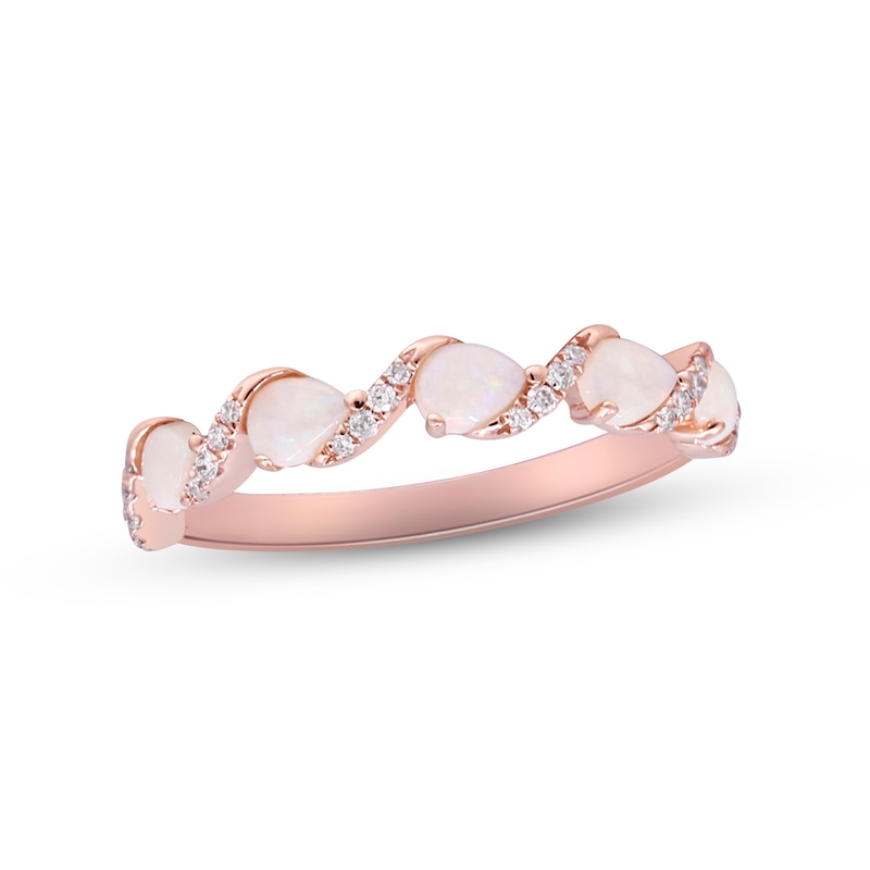 Main Image 1 of Ethiopian Opal & Diamond Ring 1/10 ct tw 10K Rose Gold
