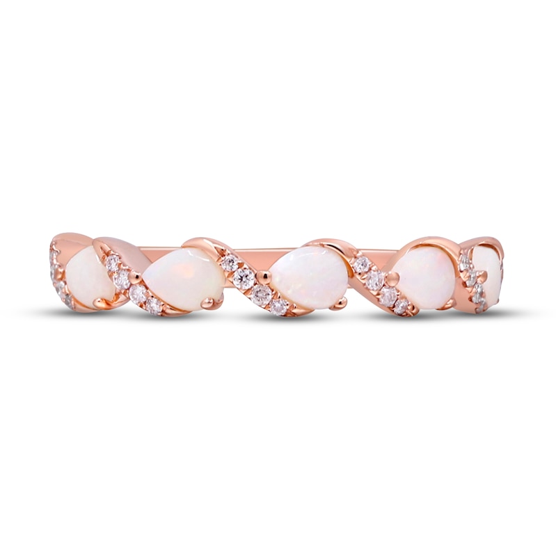 Main Image 4 of Ethiopian Opal & Diamond Ring 1/10 ct tw 10K Rose Gold