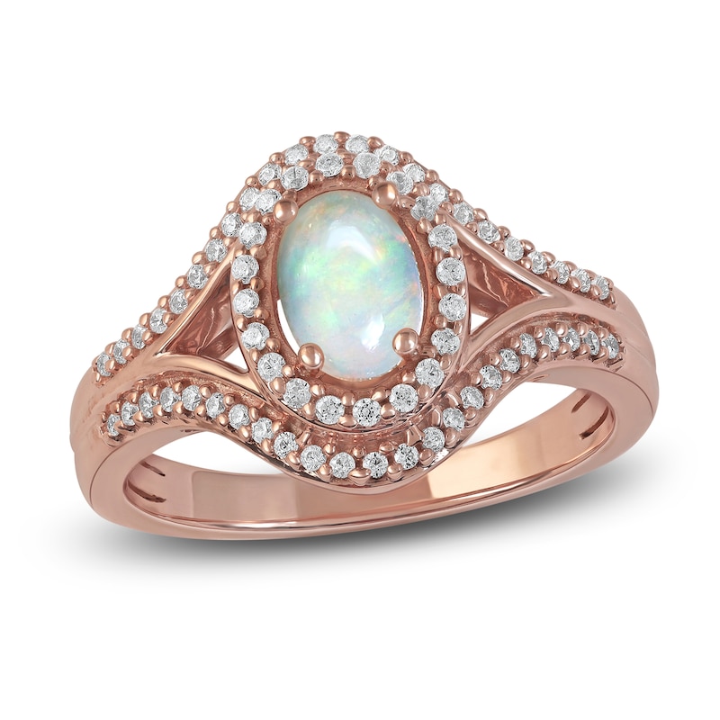 Ethiopian Opal & Diamond Ring 1/4 ct tw 10K Rose Gold