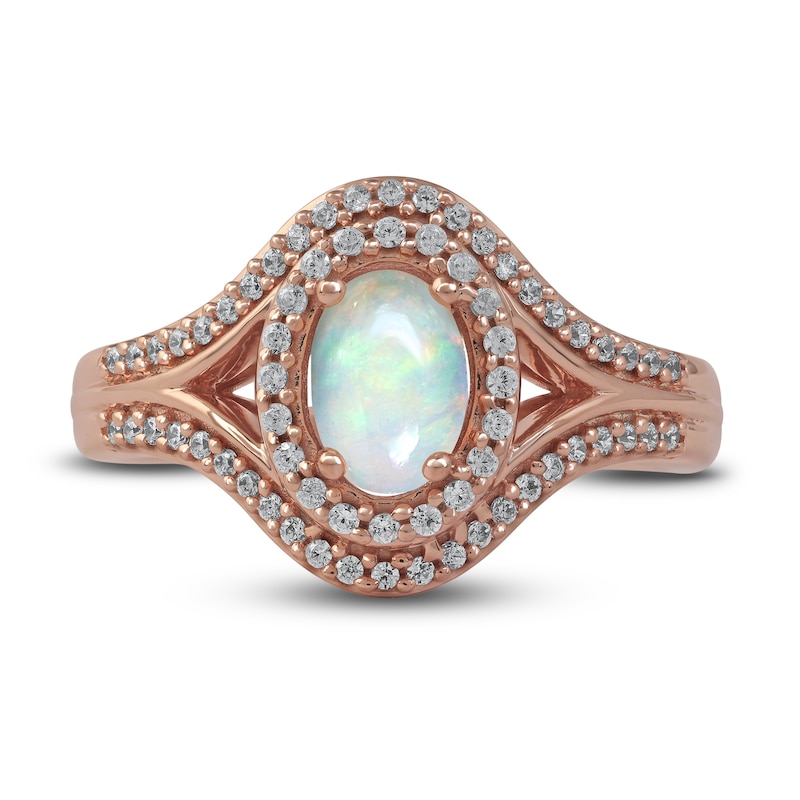 Ethiopian Opal & Diamond Ring 1/4 ct tw 10K Rose Gold | Kay