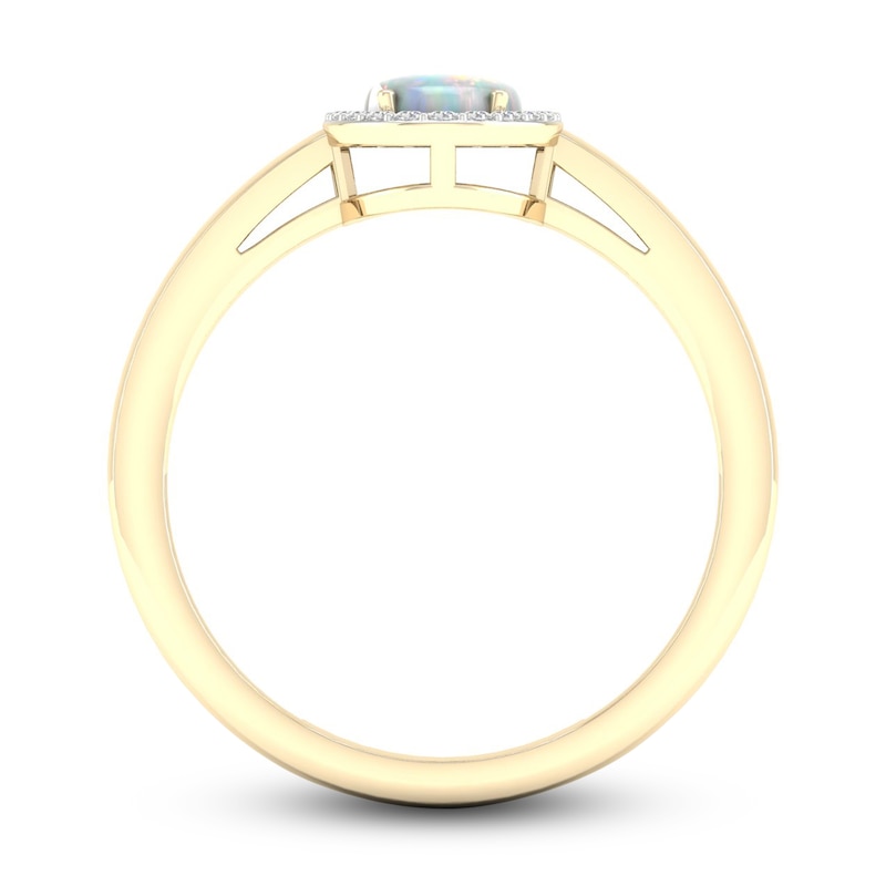 Opal & Diamond Ring 1/20 ct tw Oval, Round-Cut 10K Yellow Gold