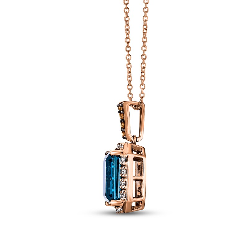 Main Image 2 of Le Vian Blue Topaz Necklace 1/4 ct tw Diamonds 14K Strawberry Gold 18&quot;