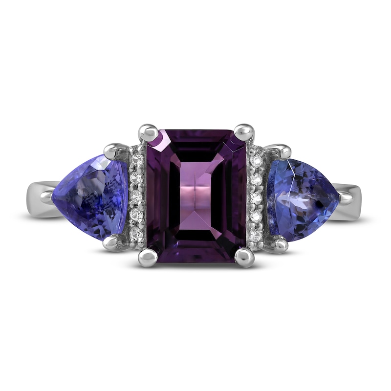Amethyst, Tanzanite & White Lab-Created Sapphire Ring Sterling Silver