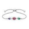 Lab-Created Ruby, Lab-Created Emerald, Blue & White Lab-Created Sapphire Bolo Bracelet Sterling Silver 8.5"