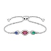 Thumbnail Image 1 of Lab-Created Ruby, Lab-Created Emerald, Blue & White Lab-Created Sapphire Bolo Bracelet Sterling Silver 8.5&quot;