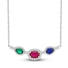 Thumbnail Image 0 of Lab-Created Ruby, Lab-Created Emerald, Blue & White Lab-Created Sapphire Necklace Sterling Silver 18"