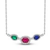 Thumbnail Image 1 of Lab-Created Ruby, Lab-Created Emerald, Blue & White Lab-Created Sapphire Necklace Sterling Silver 18&quot;