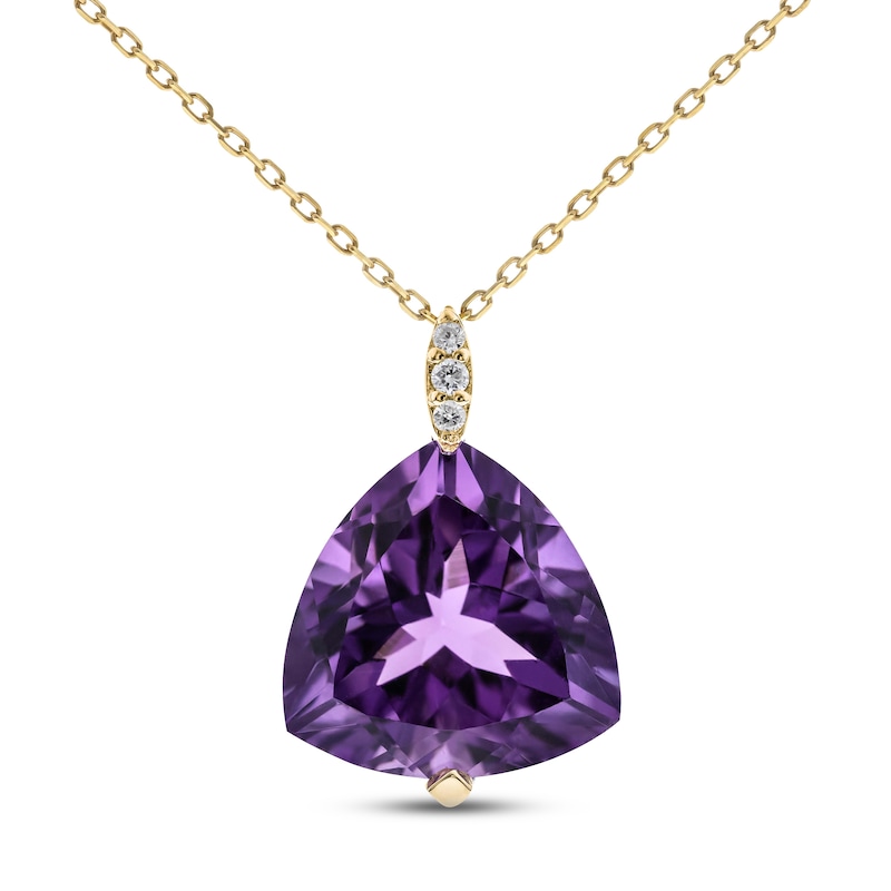 Main Image 1 of Amethyst & Diamond Necklace Round-cut 10K Yellow Gold 18&quot;
