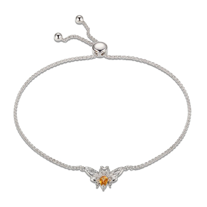 Main Image 1 of Citrine & White Lab-Created Sapphire Bee Bolo Bracelet Sterling Silver 9.5&quot;
