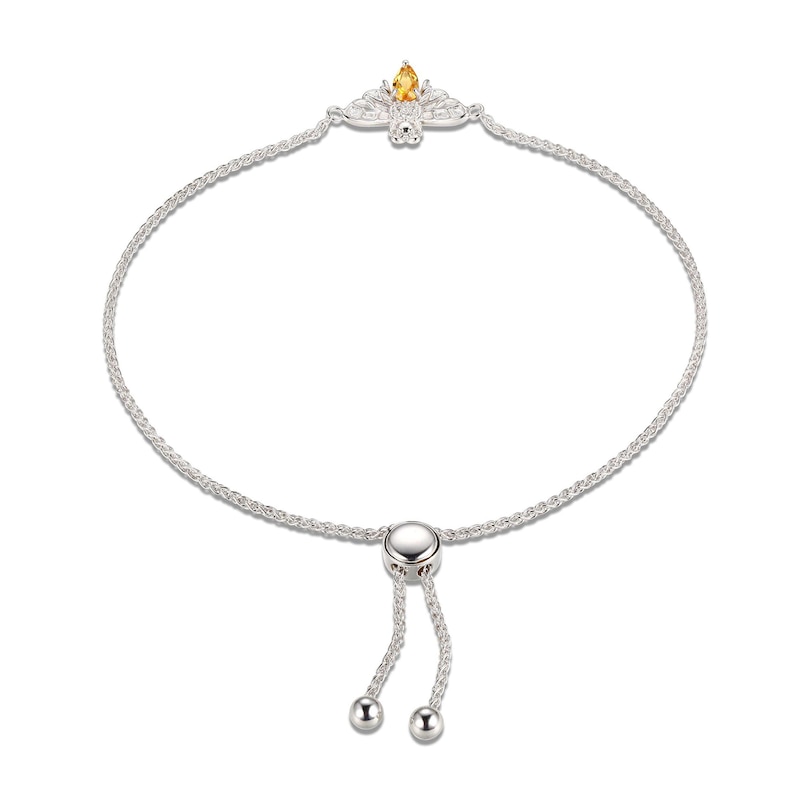 Main Image 2 of Citrine & White Lab-Created Sapphire Bee Bolo Bracelet Sterling Silver 9.5&quot;