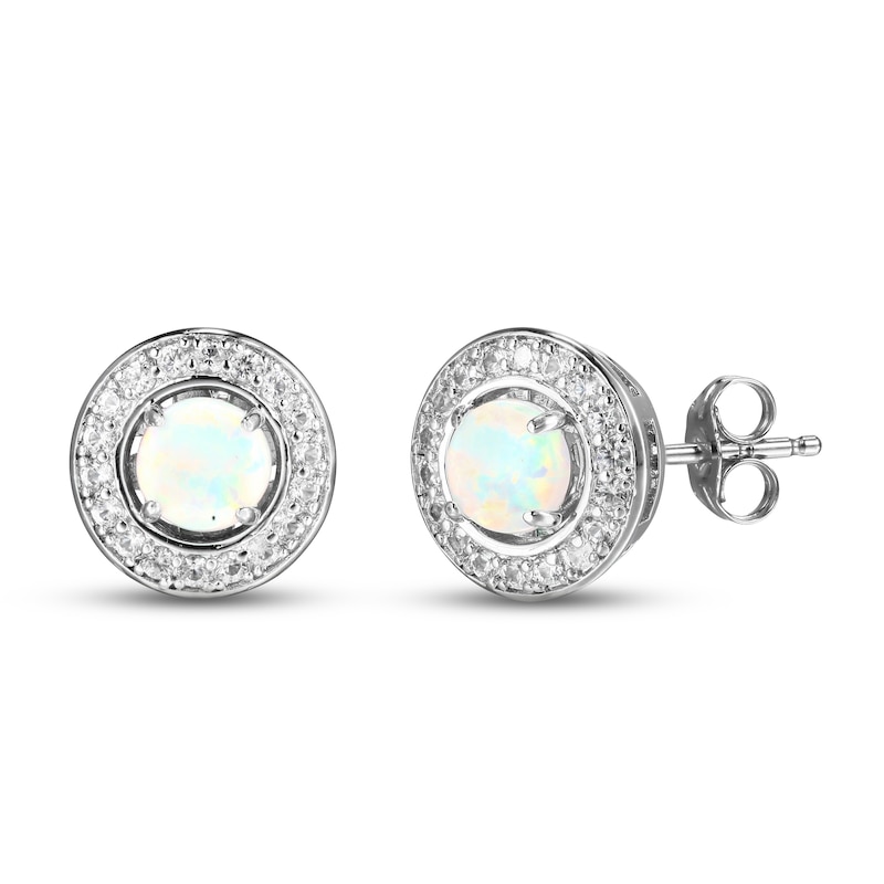 Main Image 2 of Pink, Blue, White Lab-Created Opal & White Lab-Created Sapphire Boxed Set Sterling Silver