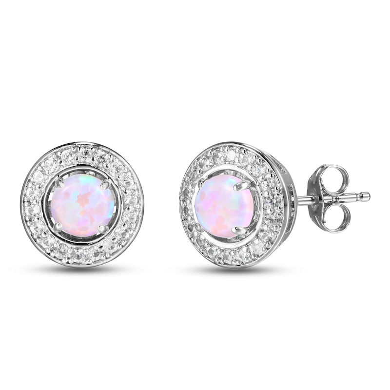 Main Image 3 of Pink, Blue, White Lab-Created Opal & White Lab-Created Sapphire Boxed Set Sterling Silver