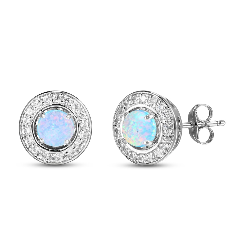 Main Image 4 of Pink, Blue, White Lab-Created Opal & White Lab-Created Sapphire Boxed Set Sterling Silver