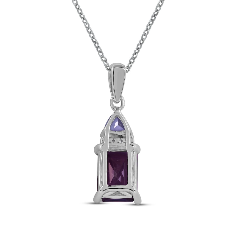 Amethyst, Tanzanite & White Lab-Created Sapphire Necklace Sterling Silver 18"