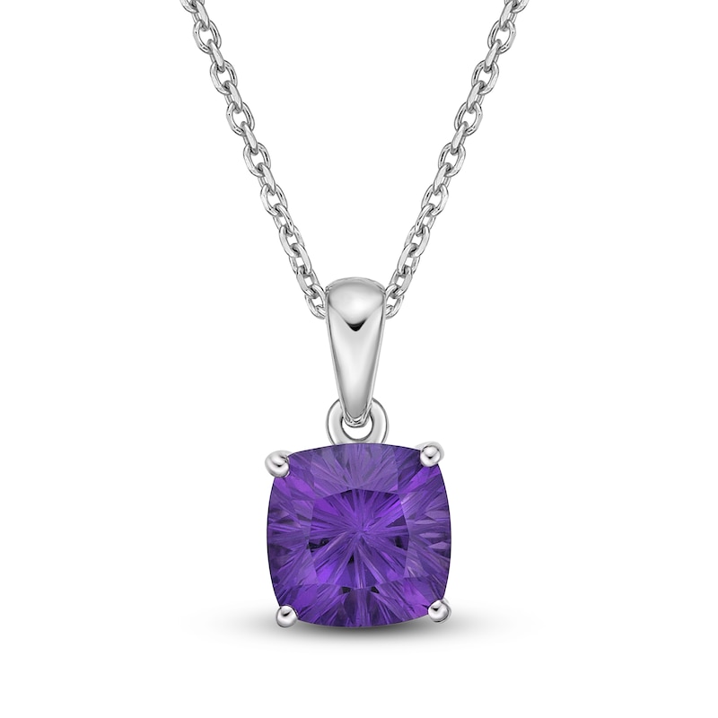 Luminous Cut Amethyst Necklace Sterling Silver 18"
