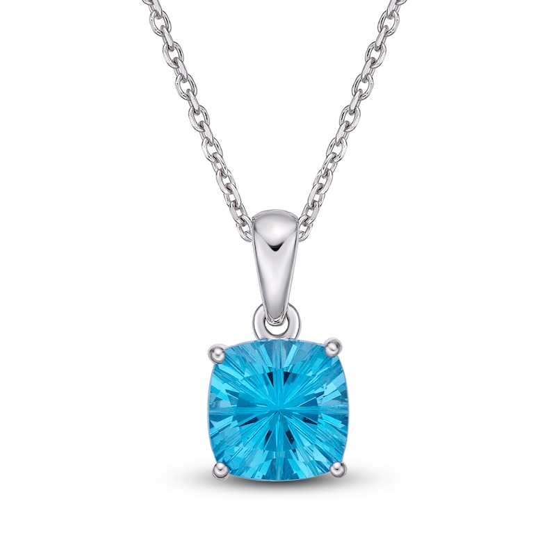 Main Image 1 of Luminous Cut Swiss Blue Topaz Necklace Sterling Silver 18&quot;