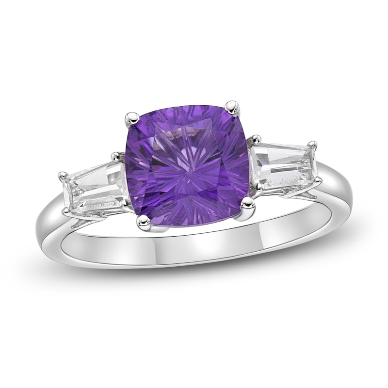 Main Image 1 of Luminous Cut Amethyst & White Topaz Ring Sterling Silver
