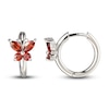 Thumbnail Image 2 of Garnet Butterfly Hoop Earrings Sterling Silver