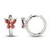 Thumbnail Image 1 of Garnet Butterfly Hoop Earrings Sterling Silver