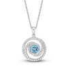 Swiss Blue Topaz & White Lab-Created Sapphire Swirl Necklace Sterling Silver 18"