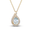 Thumbnail Image 0 of Aquamarine & White Topaz Necklace 10K Yellow Gold 18"