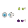 Thumbnail Image 0 of Swiss Blue Topaz, Amethyst, Peridot & White Lab-Created Sapphire Earrings Set Sterling Silver