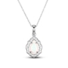 Thumbnail Image 1 of Lab-Created Opal & White Lab-Created Sapphire Necklace Sterling Silver 18&quot;