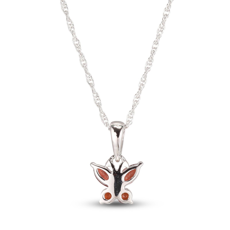 Garnet Butterfly Necklace Sterling Silver 18"