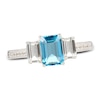 Thumbnail Image 0 of Swiss Blue Topaz & White Lab-Created Sapphire Three-Stone Ring Sterling Silver