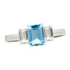 Thumbnail Image 1 of Swiss Blue Topaz & White Lab-Created Sapphire Three-Stone Ring Sterling Silver