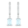 Thumbnail Image 1 of Aquamarine & White Lab-Created Sapphire Dangle Hoop Earrings Sterling Silver