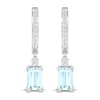 Thumbnail Image 2 of Aquamarine & White Lab-Created Sapphire Dangle Hoop Earrings Sterling Silver
