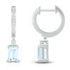 Thumbnail Image 2 of Aquamarine & White Lab-Created Sapphire Dangle Hoop Earrings Sterling Silver