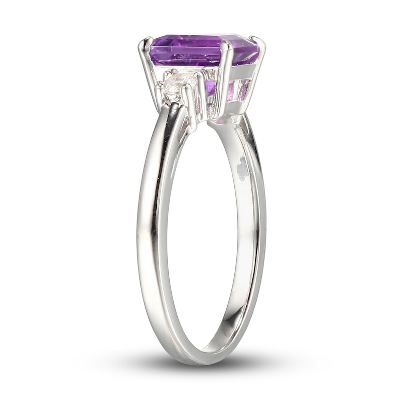 Main Image 3 of Amethyst & White Lab-Created Sapphire Ring Sterling Silver