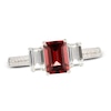 Thumbnail Image 0 of Garnet & White Lab-Created Sapphire Three-Stone Ring Sterling Silver