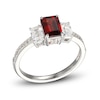 Thumbnail Image 1 of Garnet & White Lab-Created Sapphire Three-Stone Ring Sterling Silver