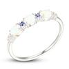 Thumbnail Image 2 of Lab-Created Opal, Blue & White Lab-Created Sapphire Ring Sterling Silver