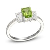 Thumbnail Image 1 of Peridot & White Lab-Created Sapphire Three-Stone Ring Sterling Silver