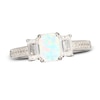 Thumbnail Image 1 of Lab-Created Opal & White Lab-Created Sapphire Three-Stone Ring Sterling Silver