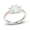 Thumbnail Image 2 of Lab-Created Opal & White Lab-Created Sapphire Three-Stone Ring Sterling Silver