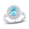 Thumbnail Image 1 of Swiss Blue Topaz & White Lab-Created Sapphire Ring Sterling Silver