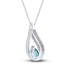 Thumbnail Image 2 of Swiss Blue Topaz & White Lab-Created Sapphire Necklace Sterling Silver 18"