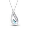 Thumbnail Image 3 of Swiss Blue Topaz & White Lab-Created Sapphire Necklace Sterling Silver 18&quot;