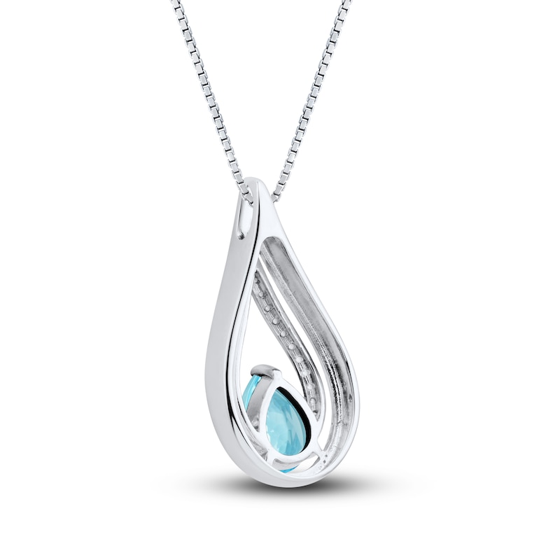 Main Image 3 of Swiss Blue Topaz & White Lab-Created Sapphire Necklace Sterling Silver 18&quot;