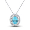 Thumbnail Image 1 of Swiss Blue Topaz & White Lab-Created Sapphire Necklace Sterling Silver 18&quot;