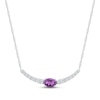 Thumbnail Image 1 of Amethyst & White Lab-Created Sapphire Curved Bar Necklace Sterling Silver 18&quot;