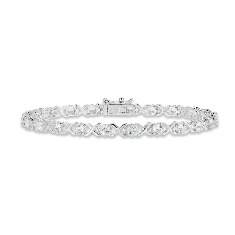 Main Image 1 of Aquamarine Line Bracelet Sterling Silver 7.25&quot;